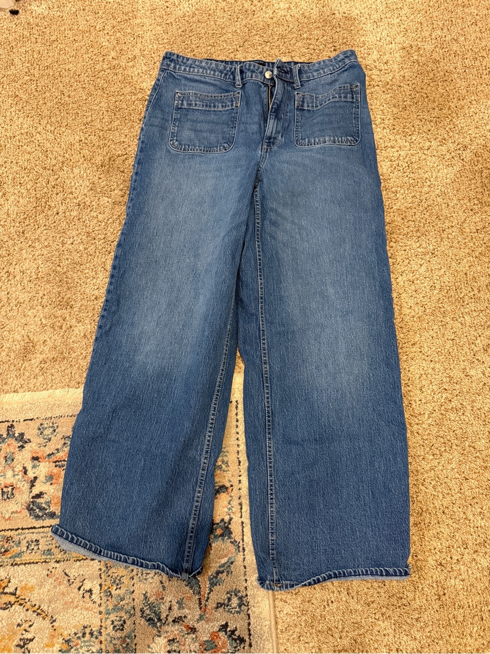 Free Assembly Classic Wide-Leg Women's Jeans in Medium Blue Size 16